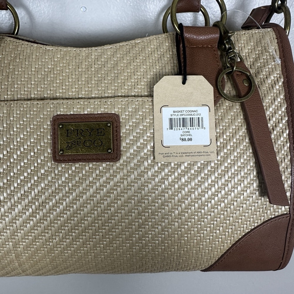 Frye and Co. Basket Cognac Satchel Tote Bag Purse Handle And Strap With Tags - Picture 3 of 11